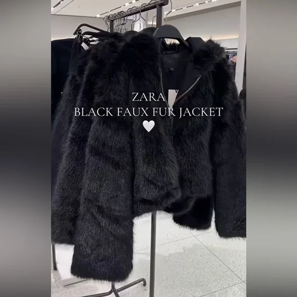 ZARA SHORT FAUX FUR HOODED COAT - Picture 13 of 13